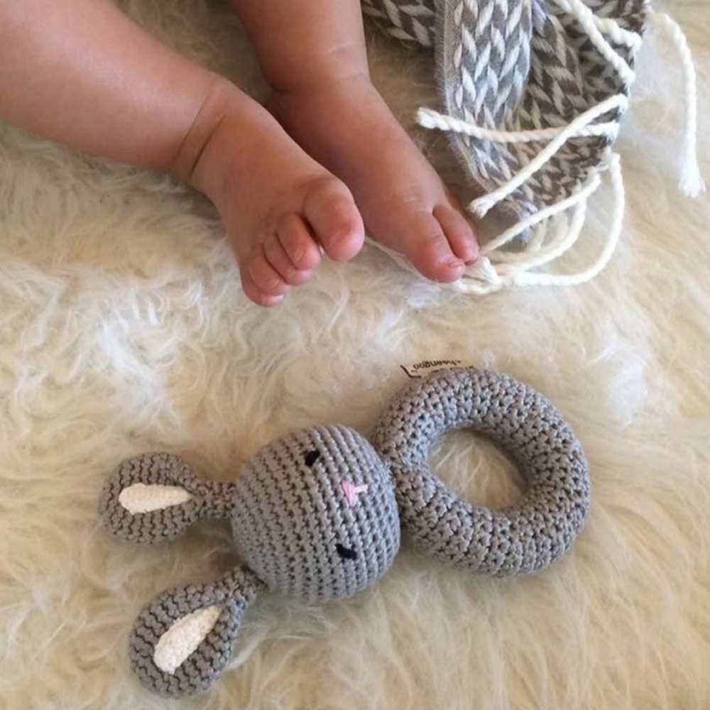 Bunny Ring Hand Crocheted Rattle - Picture 3 of 3